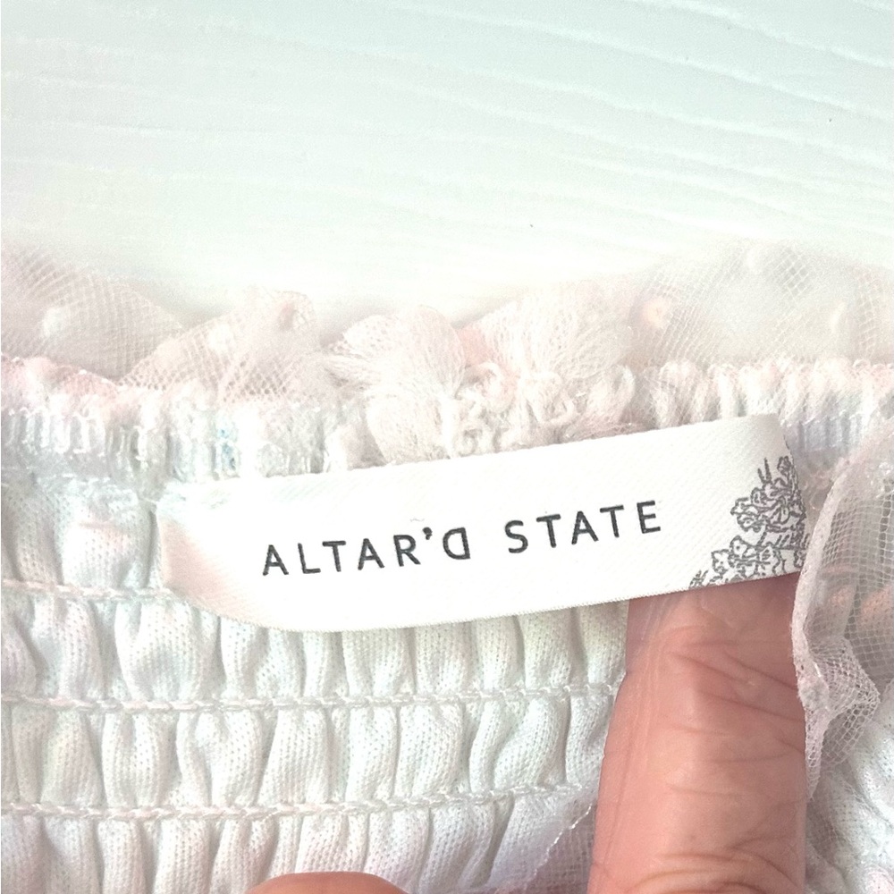Altar’d State White Embroidered Swiss Dot Babydoll Dress - Small